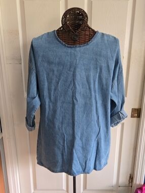Sunbelt Light Blue Denim Pullover Shirt Or Mini Dress-Size L